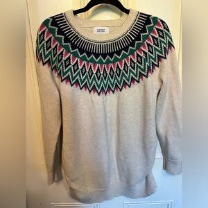 Old Navy Long Sleeve Patterned Knit Scoop Neck Sweater Medium